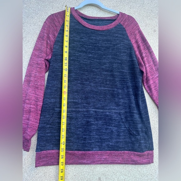 Blue and Pink Long Sleeve Tee with Raglan Sleeves Size Medium - Picture 5 of 6